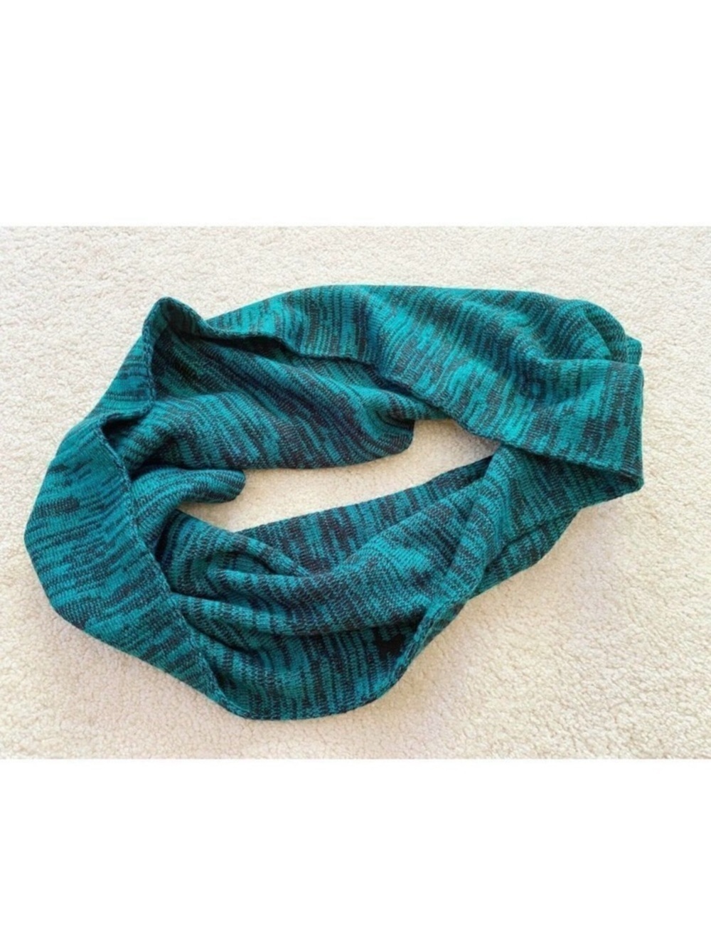 Victorias Secret Pink Infinity Scarf Green Black Marled Knit Fall Logo Cozy Warm